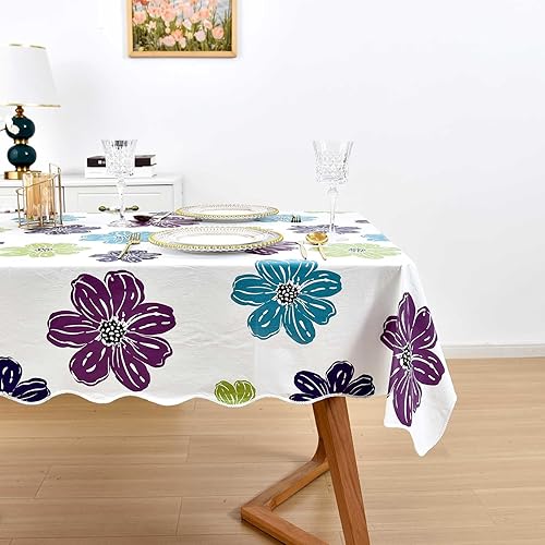 Vista 34 de Mantel de girasol impermeable de 60 x 104 pulgadas, mantel floral de vinilo con reverso de franela para mesas rectangulares, comedor de primavera