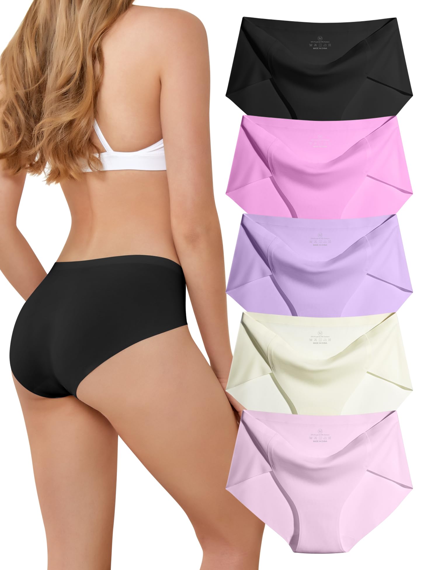 Memouniva Unterhosen Damen Seamless Slips Nahtlose Unterwäsche Frauen Stretch Unsichtbare Hipster 5er Pack