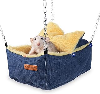 Rat Hammock for Cage, Guinea Pig Hideout Small Animal Hammock House Rat Hut, Sugar Gliders Beds Cage Accessories for Chinchilla,Hamster,Rat,Bunny,Squirrel,Gerbil (Blue)