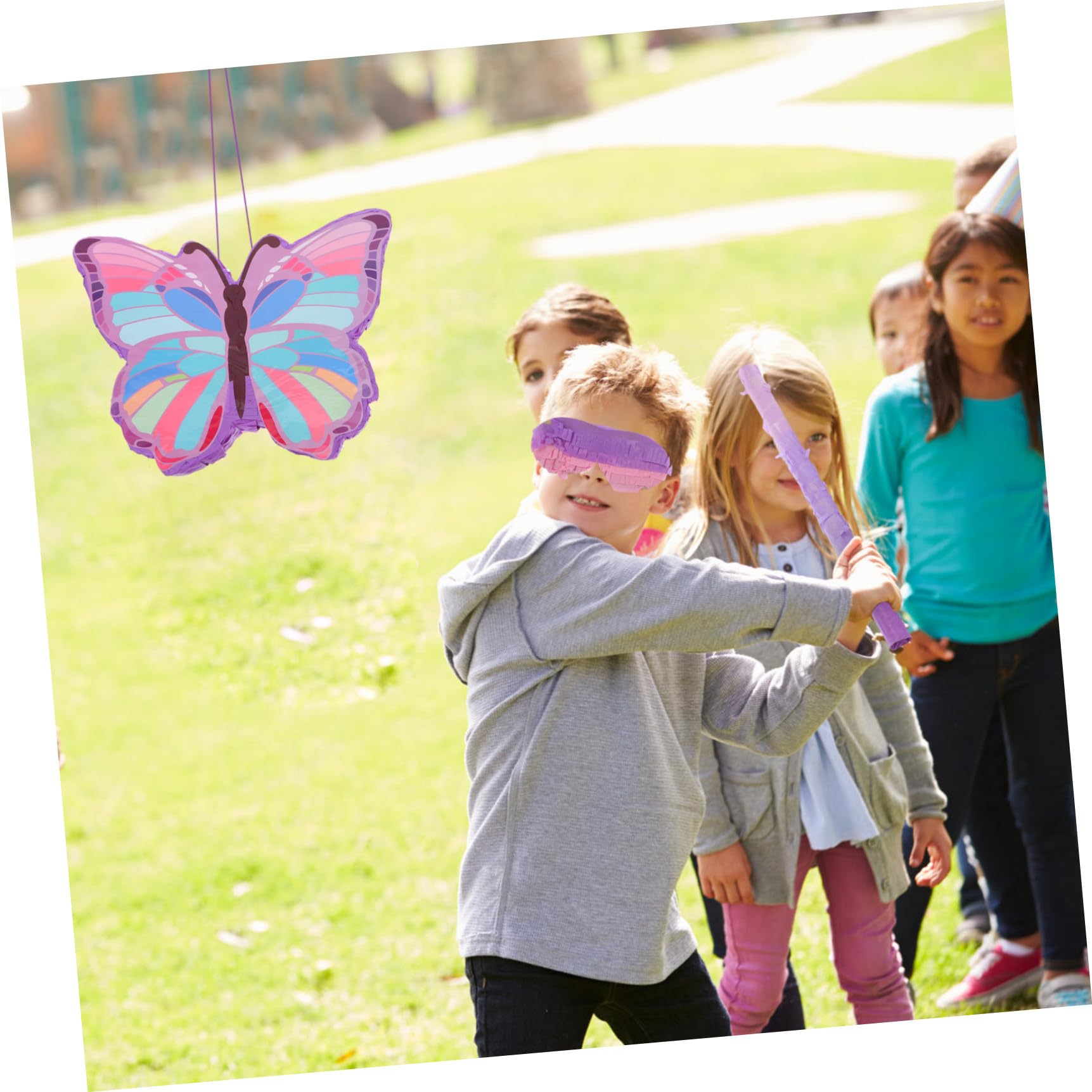Ipetboom Piñata de Palo Temática Morada para Fiesta Infantil, Incluye Palo, Antifaz y 50 G de Confeti, Decoraciones para Cumpleaños de Niñas, Juguete para Romper y Rellenar con Dulces