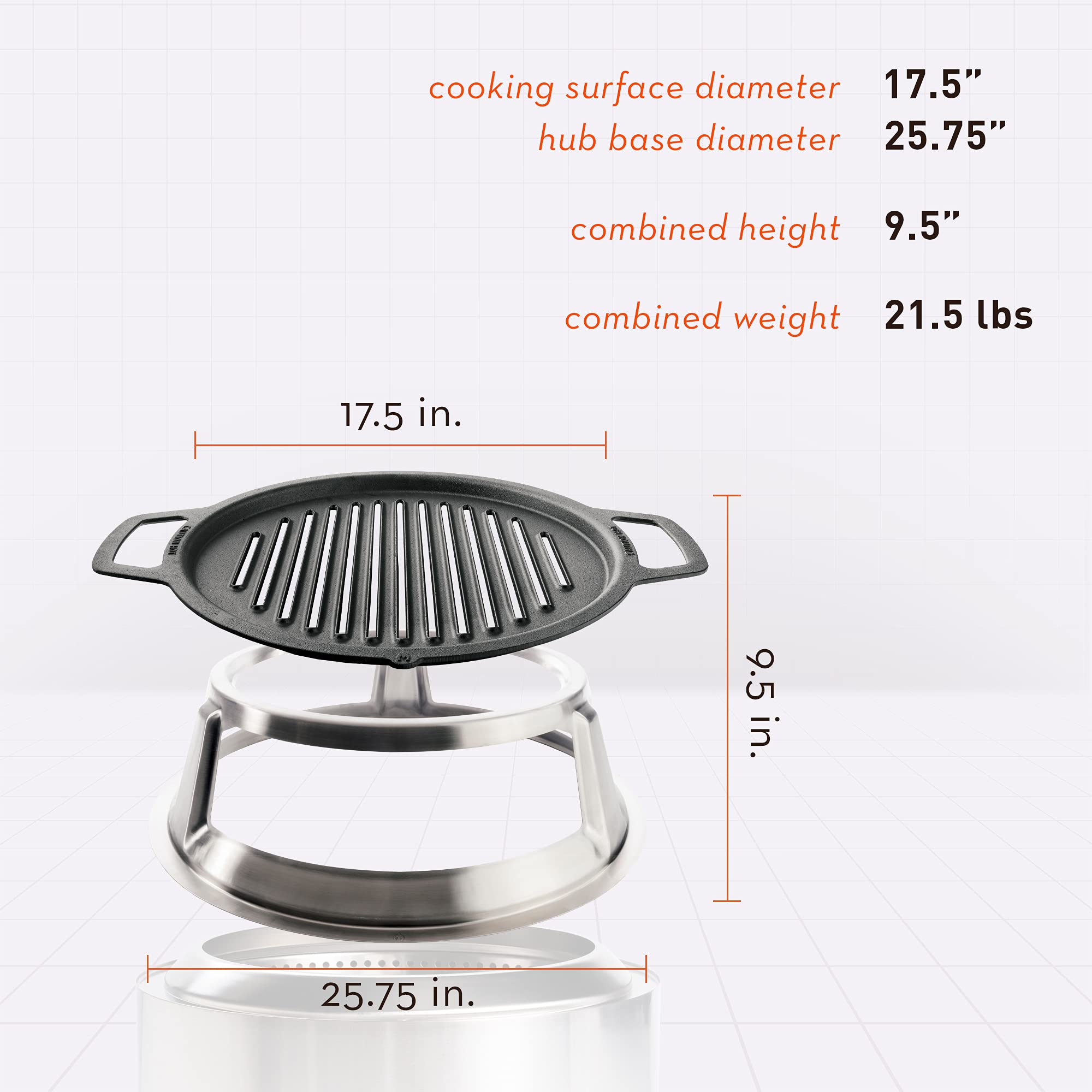 Solo Stove Yukon 27" Grill Top and Hub, Cast Iron Cooktop with