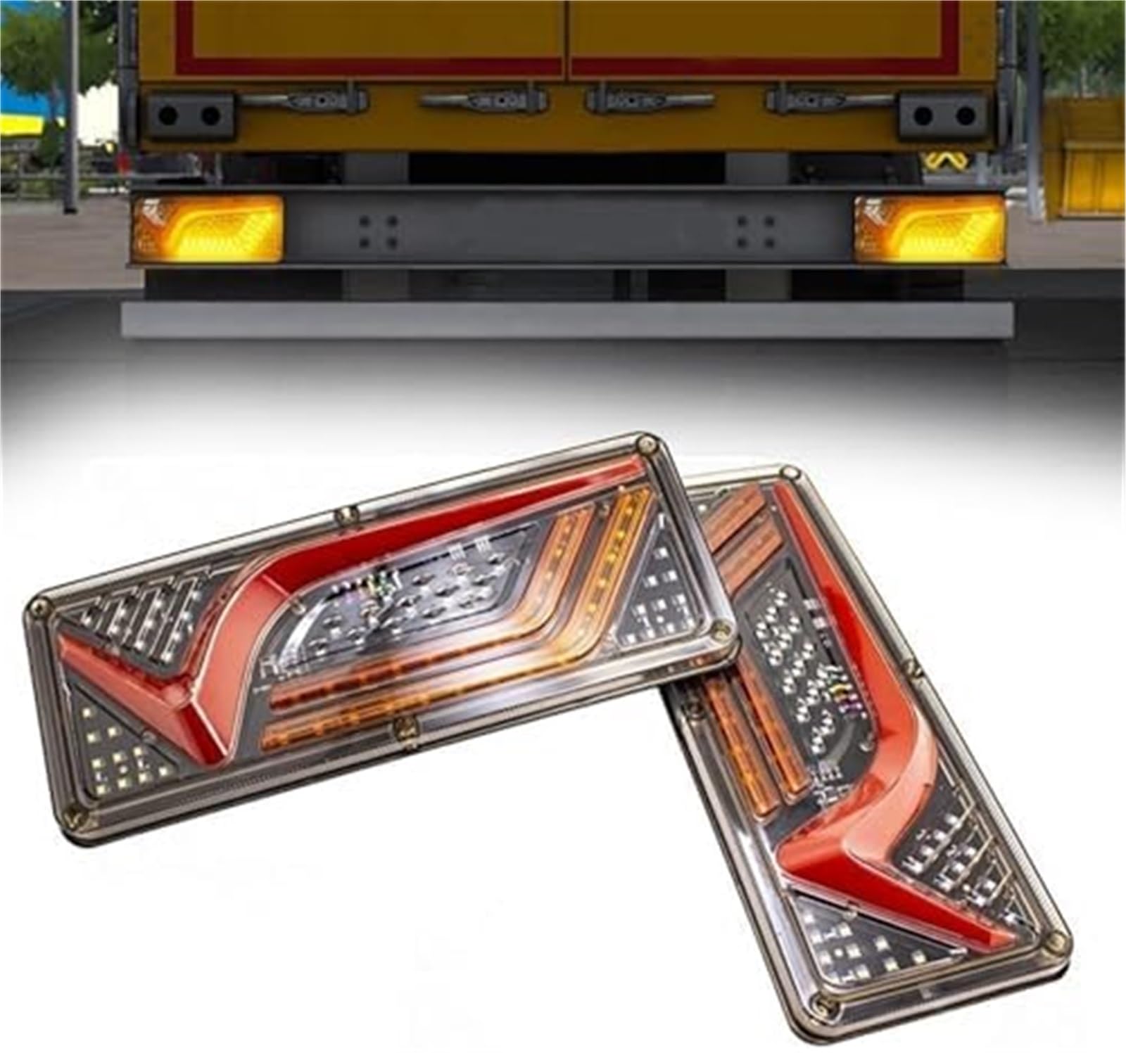Zespół oświetlenia tylnego zderzaka Lampa tylna samochodu 2 szt. Tylne światła 12 V 24 V, dla zatrzymania ciężarówki Wskaźnik cofania Przyczepa przeciwmgielna(BLACK 12V)