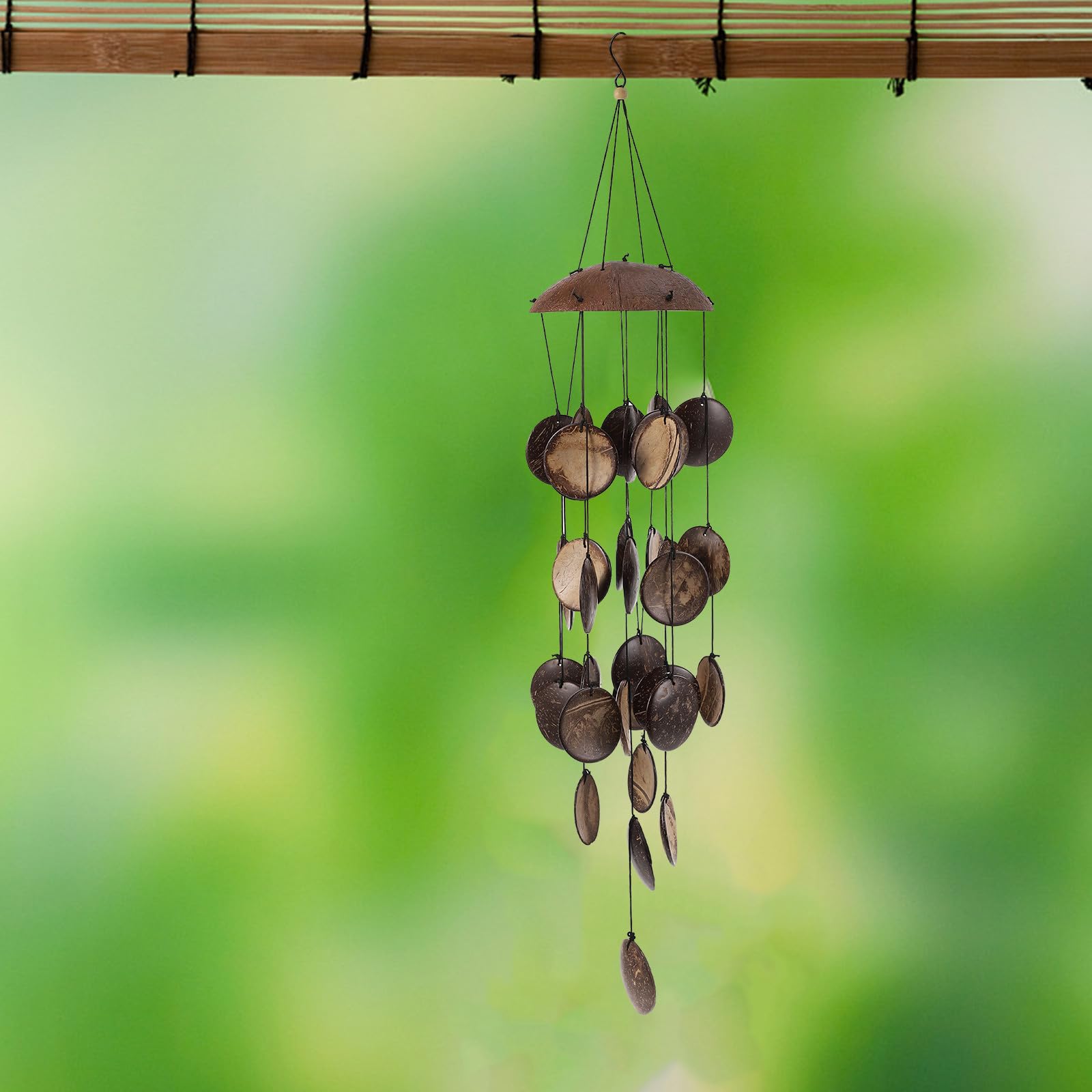 Ciieeo Carillon Éolien Créatif en Coquille Naturelle Suspendu pour Décoration de Jardin, 1 Pièce, Matériau Naturel Bambou, Facile à Nettoyer, Mélodie Harmonieuse