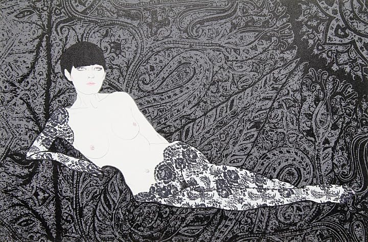 希望額へ 加山又造 裸婦 リトグラフ 直筆サイン 絵画 額装 加山又造