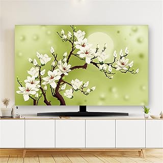 Fansu Funda para TV de Interior Floral Colorido,Cubierta Antipolvo Elástico Colgante,Funda para Televisor Universal Lavable,para 32 a 85 Pulgadas Cubierta Antipolvo para TV (Verde,75 pulgadas)