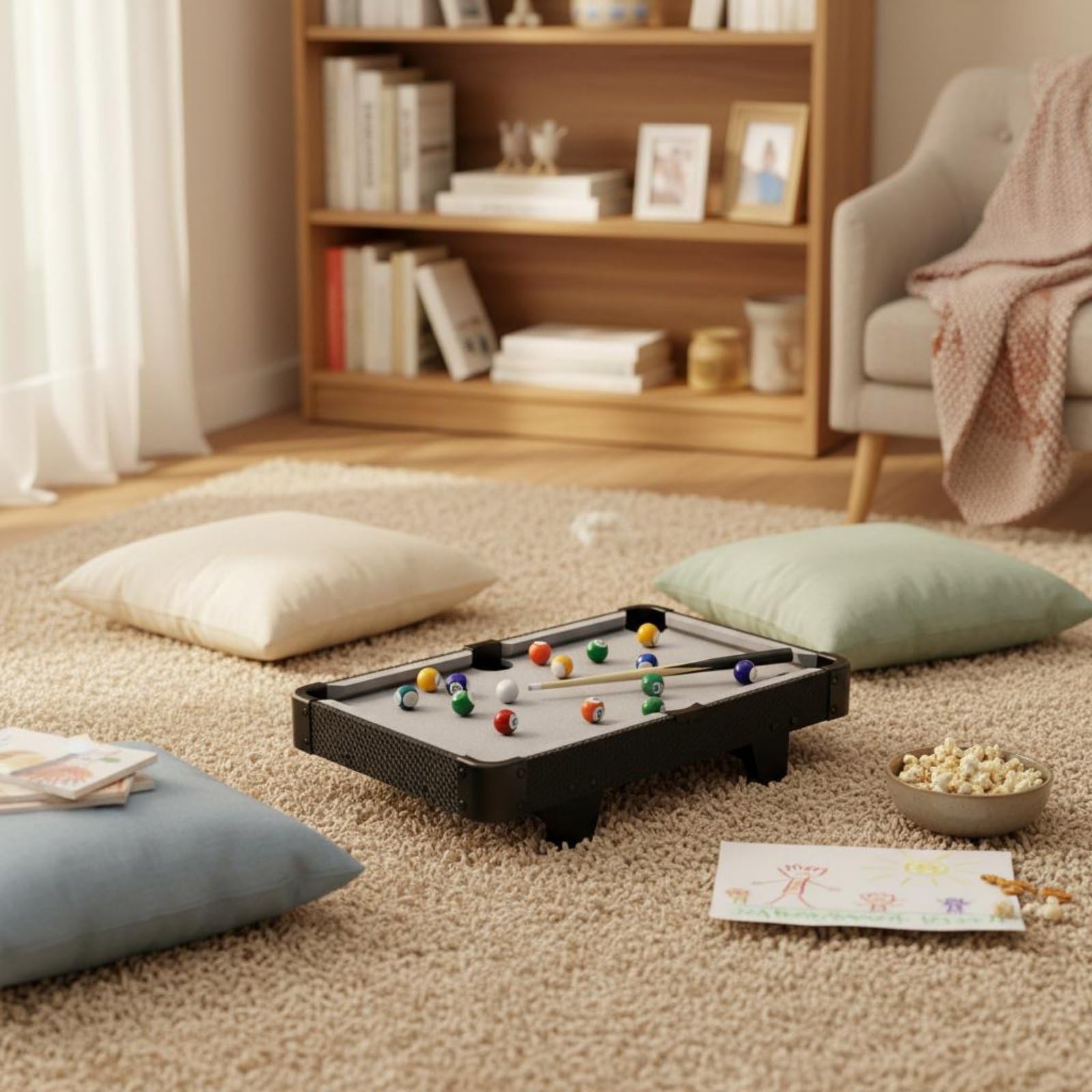 TISHITA Billar Infantil Juego de Mesa Mini Mesa de Billar Juguete de Billares Set de Billar Portátil con Superficie de Fieltro Suave para Desarrollo de