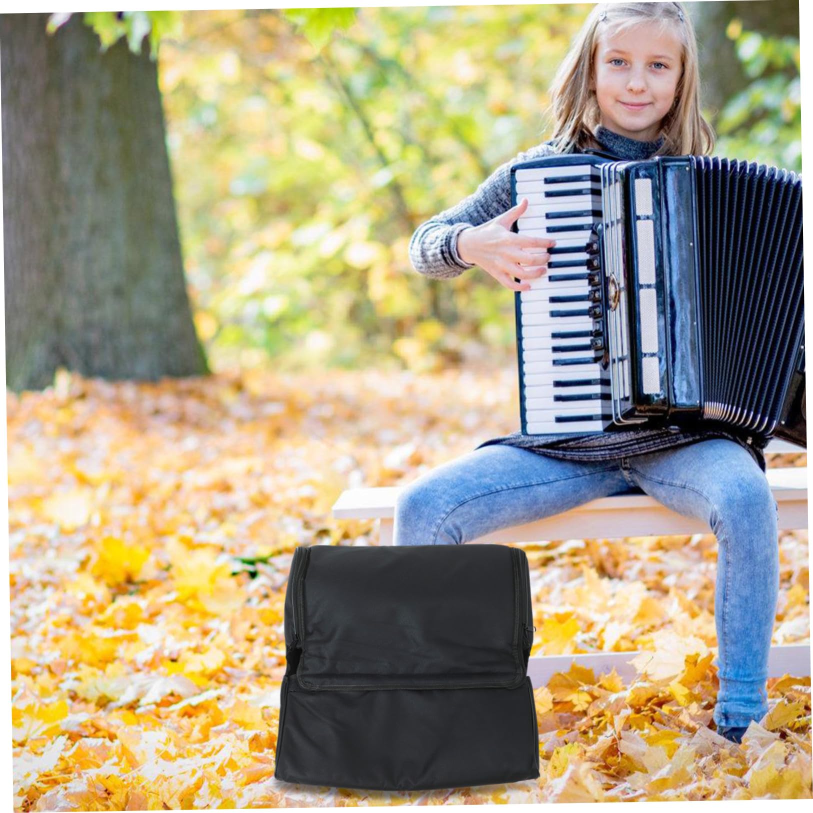 VICASKY Accordéon Protection Anti-poussière Noir et Bandoulière Réglable Paquet Pratique en Tissu Oxford pour Transport à Domicile École