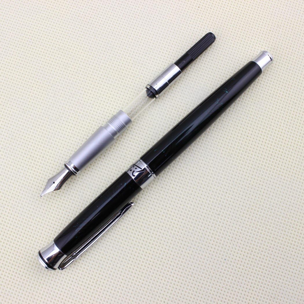 Picasso Fountain Pen 903 Black with Silver Clip Pen Green Fireworks Pattern Pen