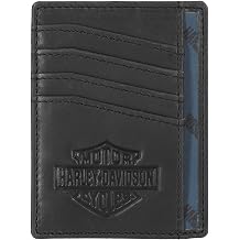 Harley-Davidson Mens B&S Card Release Leather Front Pocket Wallet, Black