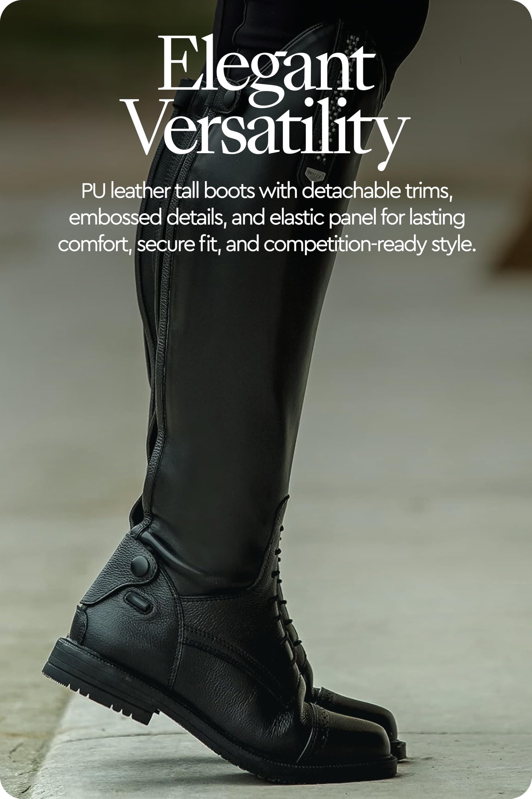 HORZE Femme, Bottes d'équitation Verona, Aspect Cuir, Bracelets Amovibles