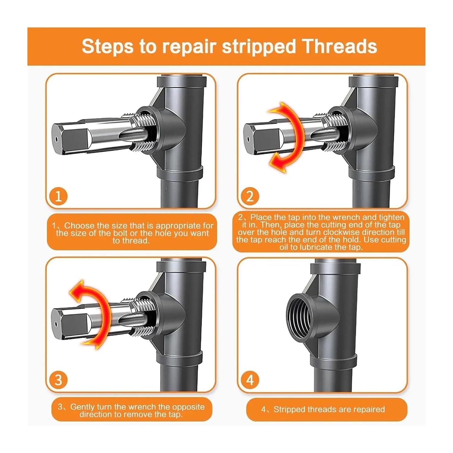Drill Tap Bit Set, 1PCS Pipe Tap Set Bearing Steel Threading Taps Tool Thread/Jam Pipe Threads
