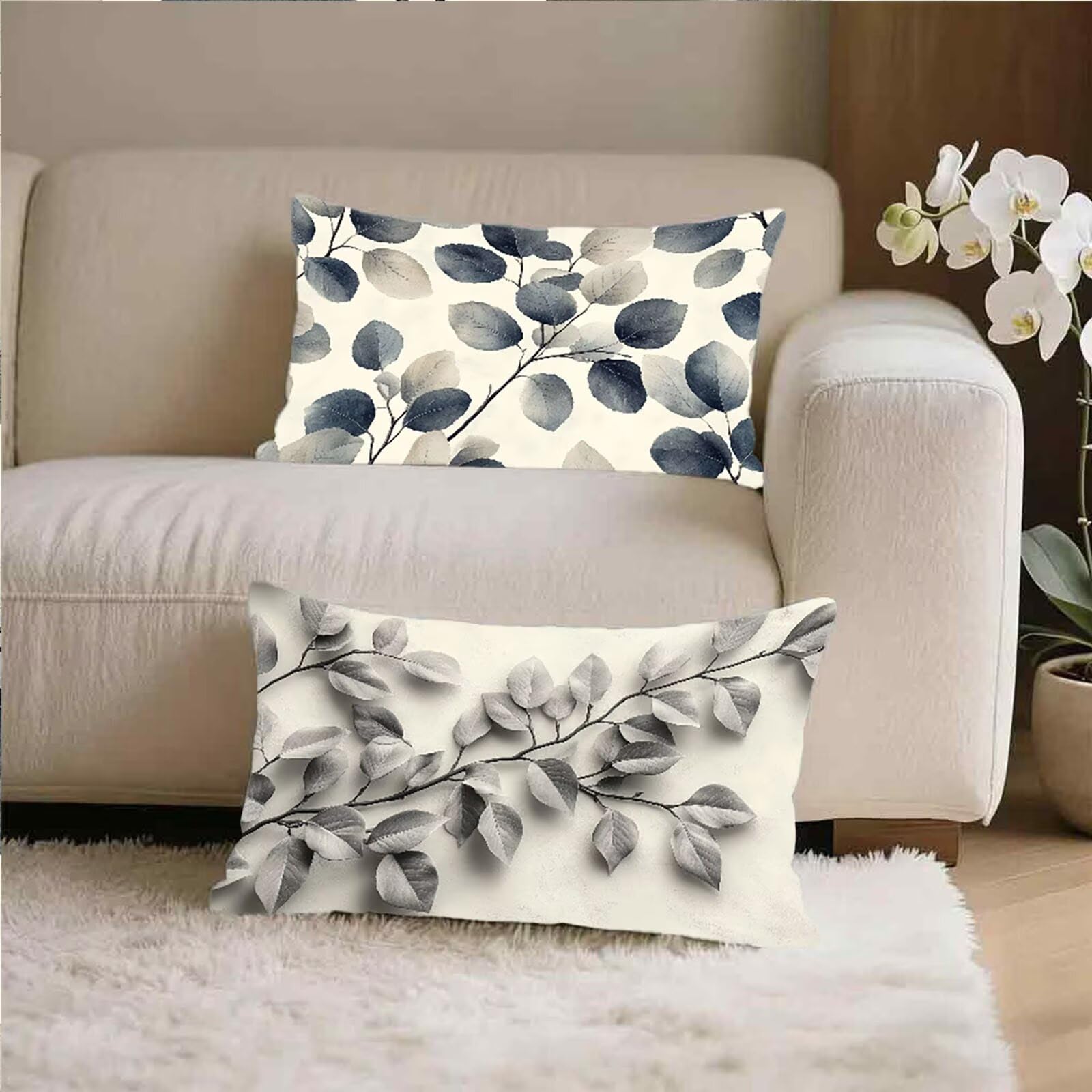 Federe Cuscino 60x80 Set di 2, Beige Federe Cuscini Divano Lino, Rettangolari Copricuscini 60x80cm Con Cerniera Invisibile, Copricuscino per Camera Letto Casa Decorazioni Regalo, Nordico M-7753