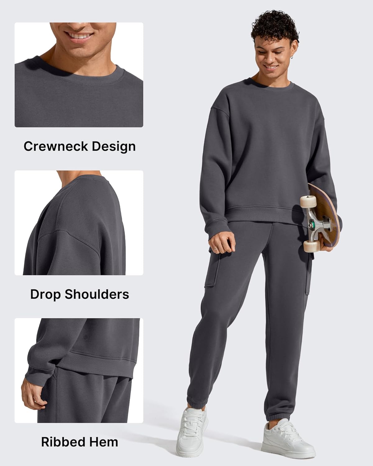 G4Free Flurrylux Men's Fleece Lined Sweatshirts Crewneck Pullover Long Sleeve Cotton Warm Fall Casual Relxed Fit Tops - Image 3