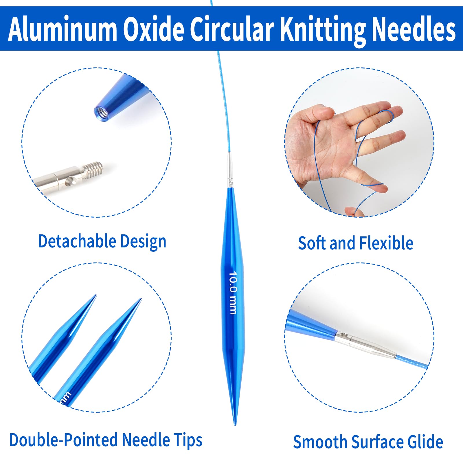 Ferri Da Maglia Intercambiabili Set Di Ferri Circolare Intercambiabile, 13 Paia Set Di Ferri Da Maglia Circolari In Alluminio Colorato Set Di Ferri Intercambiabili 2.75-10mm Per Fai-da-te Artigianato