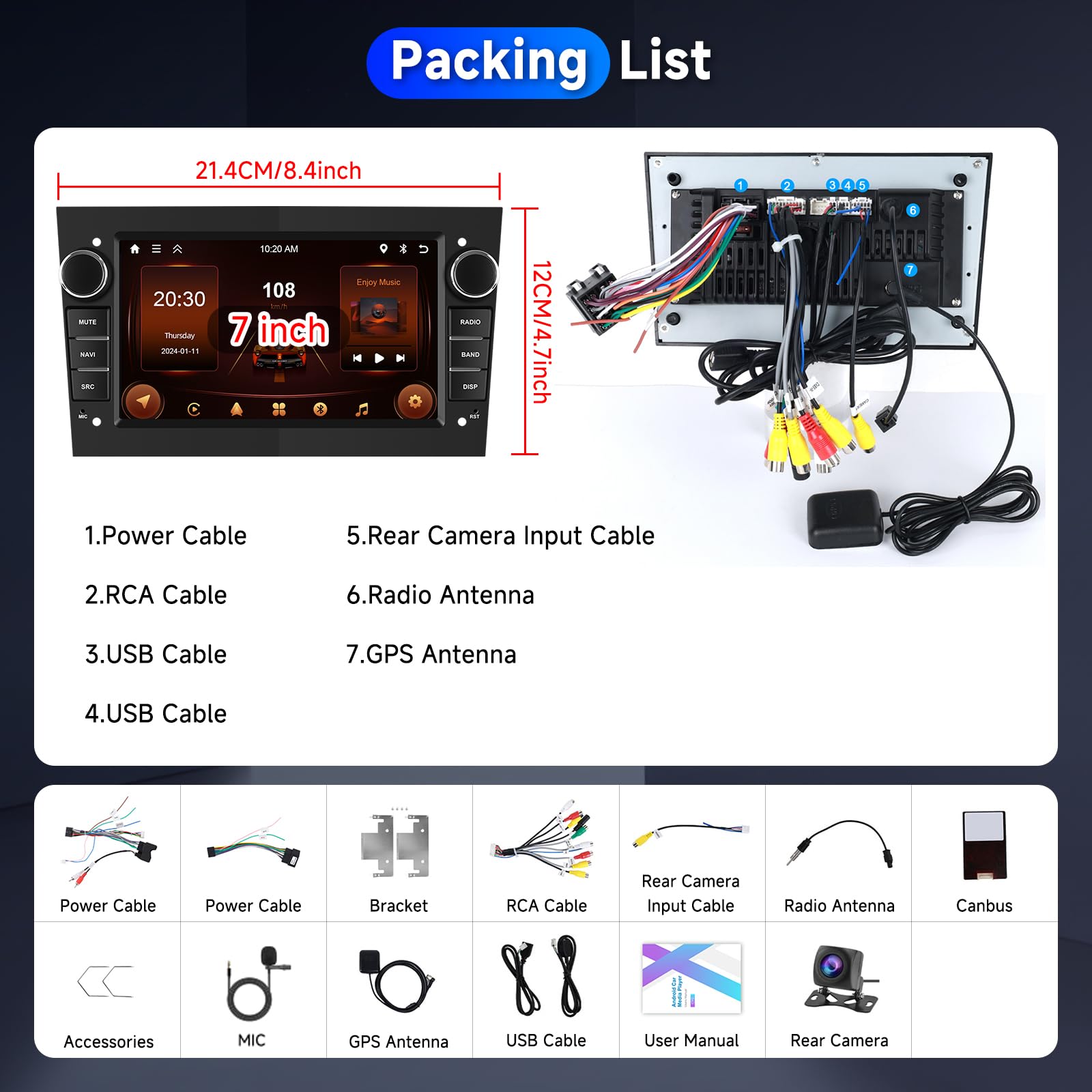 Hodozzy Carplay Radio Coche para Opel Astra Antara Vectra Corsa Zafira Meriva Vivaro Combo,7 Pulgada Touchscreen con/Mirror Link WiFi/GPS/RDS/FM/Bluetooth/USB+Camara Marcha Atras,Negro,2G+64G