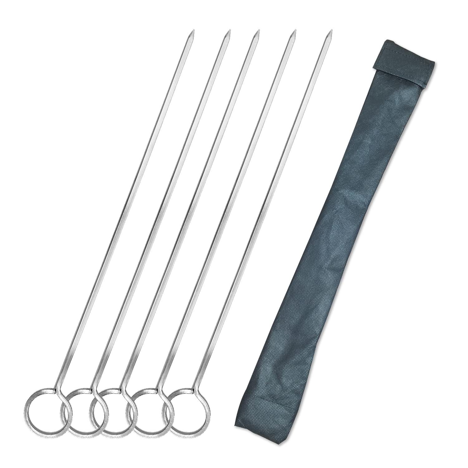 BnoSpace 16 Inch Stainless Steel Square Barbeque Skewers with Ring | BBQ Skewers Set | Reusable BBQ Sticks, Kabab Metal Grilling Skewer | Set of - 5 (BBQ Sticks Ring) (B08RCRF8D8) Amazon Price History, Amazon Price Tracker