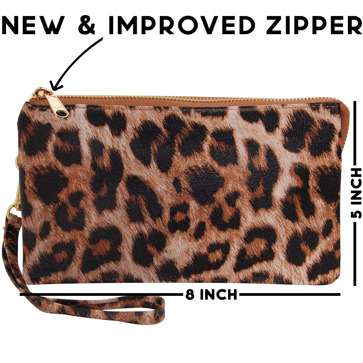 Humble Chic NY Vegan Leather Wristlet Purse for Women - Small Clutch Purse with Shoulder and Wrist Straps: Leopard Print