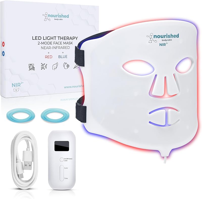 Nourished Bodynskin LED arcmaszk 114 LED-del, vörös és kék fény terápia, ráncok ellen