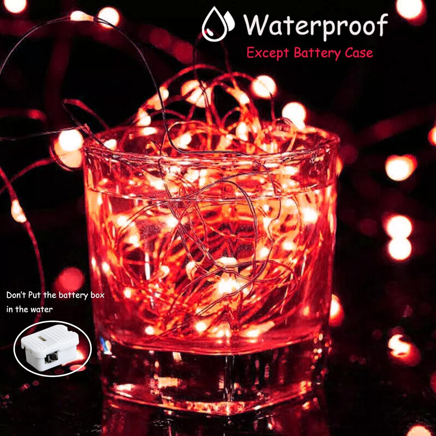 ZGWJ Fairy Lights Battery Operated, 50 Pack Twinkle String Lights 20 LED 7FT 3 Lighting Modes for Bedroom Decor, Easter, Halloween, Christmas, Party Indoor and Outdoor Decoration Red