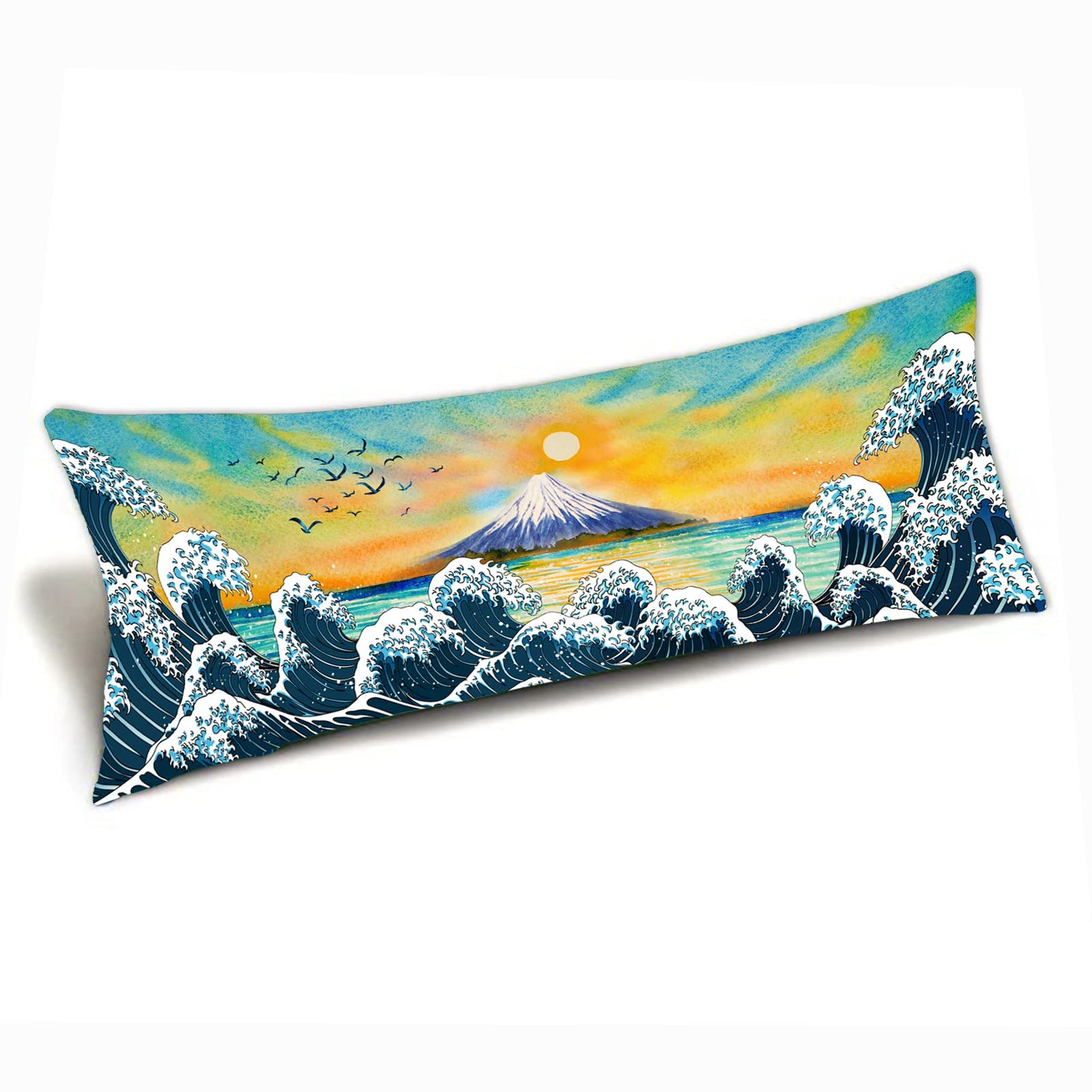 Japanese Wave Body Pillow Cover 20 x 54 inches Digital Double Side Printing Body Pillow Case with Longside Hidden Zipper Closure