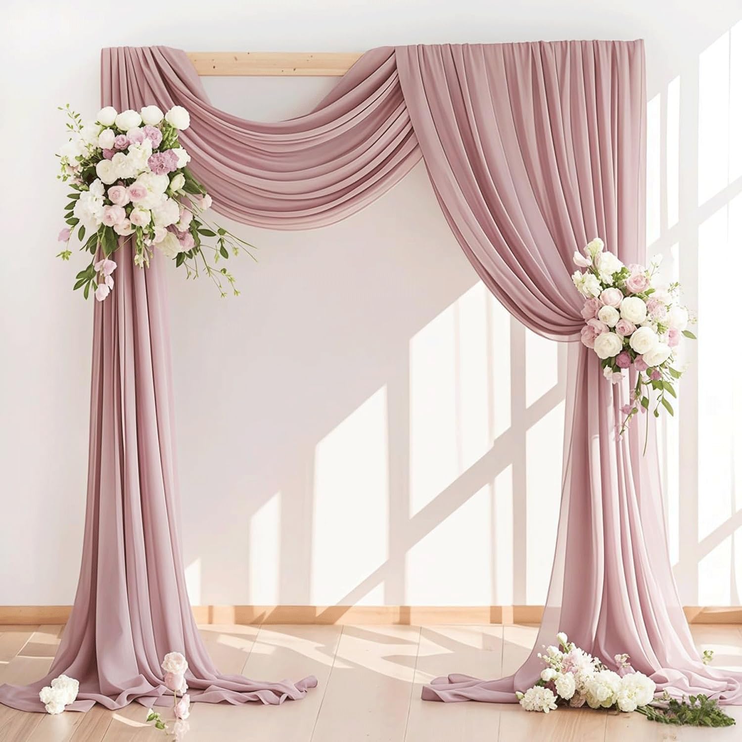 Dentelle pour décoration de porte de mariage rose poudré - Lot de 6 pièces de 80x600 cm