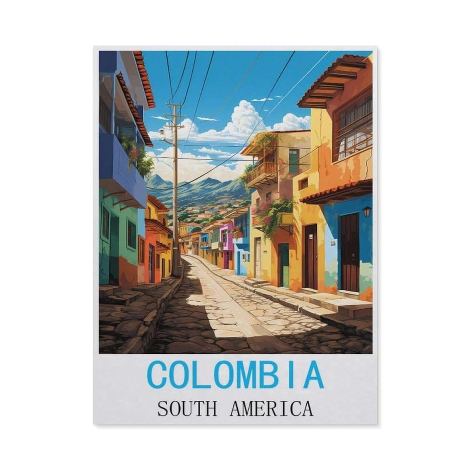BEAYODKP Diamond Painting，Colombia South America Vintage Travel Posters，Diamond Painting Art Embroidery Cross Stitch Pictures Gift Wall Decoration（50 x 60 cm/19.68 x 23.62 inches）-CP10