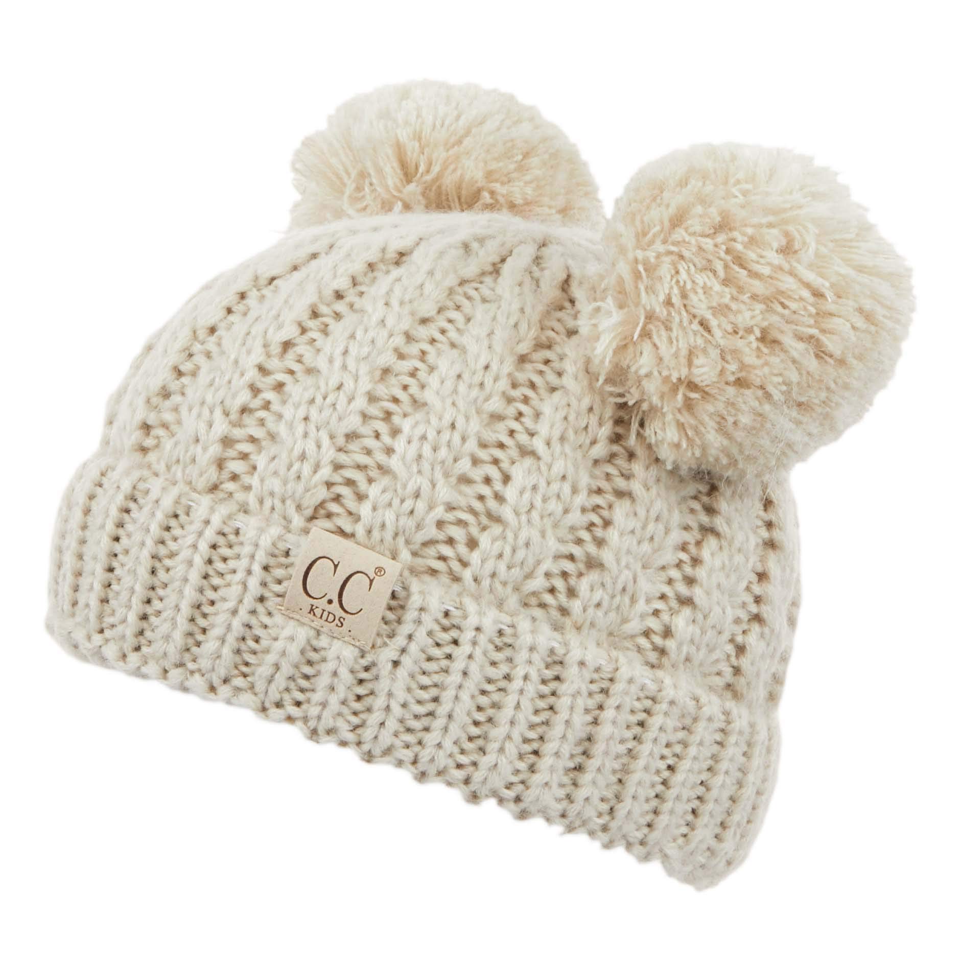 C.C Exclusives Children Kid Double Pompom Knitted Beanie for Kids Ages 2-5 (KID-23)(KID-24)(KIDS-2055)
