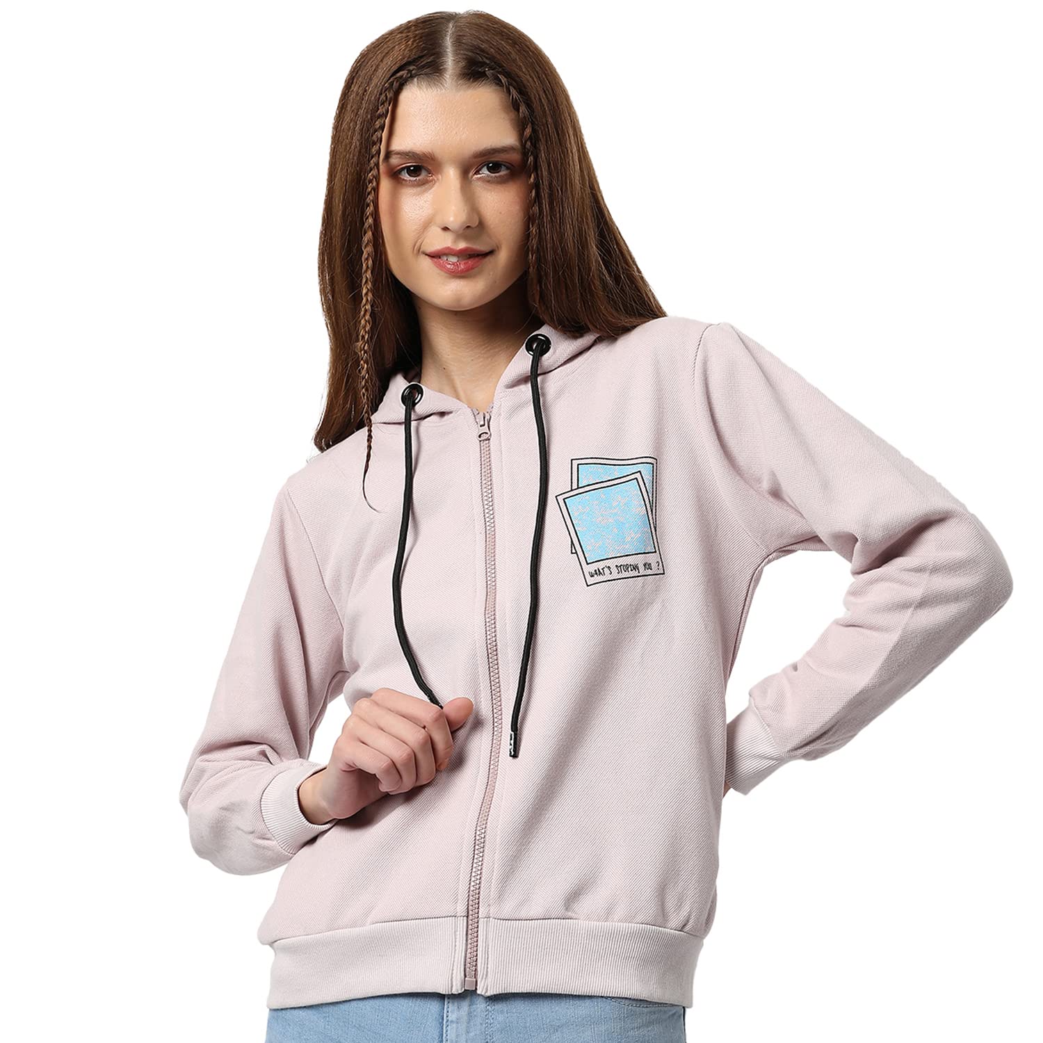 pinacolada Women's Blue Regular Fit Sweatshirt with Hoodie for Winter Wear | Striped Full Sleeve | Cotton Sweatshirt | Casual Sweatshirt for Woman | Western Stylish Sweatshirt for Women-picture-44