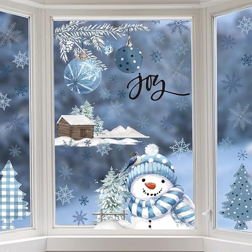 Miniatura 16 de Horaldaily 221 calcomanías de Navidad para ventana, bolas de Navidad, ramas de nieve para el hogar, suministros de fiesta, tienda, ventana
