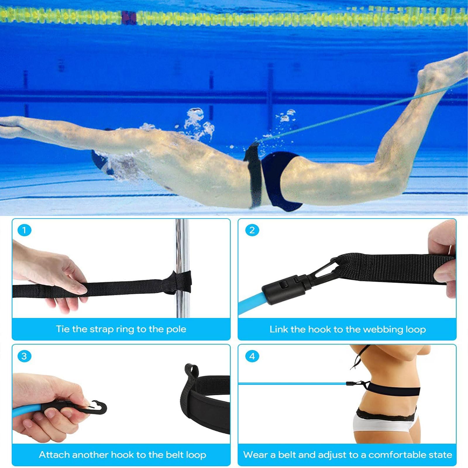 Almencla Ceinture d'Entraînement à la Natation avec Aileron de Requin pour Adultes Filles Garçons Enfants Vert