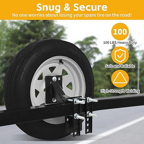 Miniatura 5 de MaxxHaul 50214 Soporte de soporte para neumático de repuesto para lancha utilitaria, soporte de remolque con capacidad para 4 lengüetas