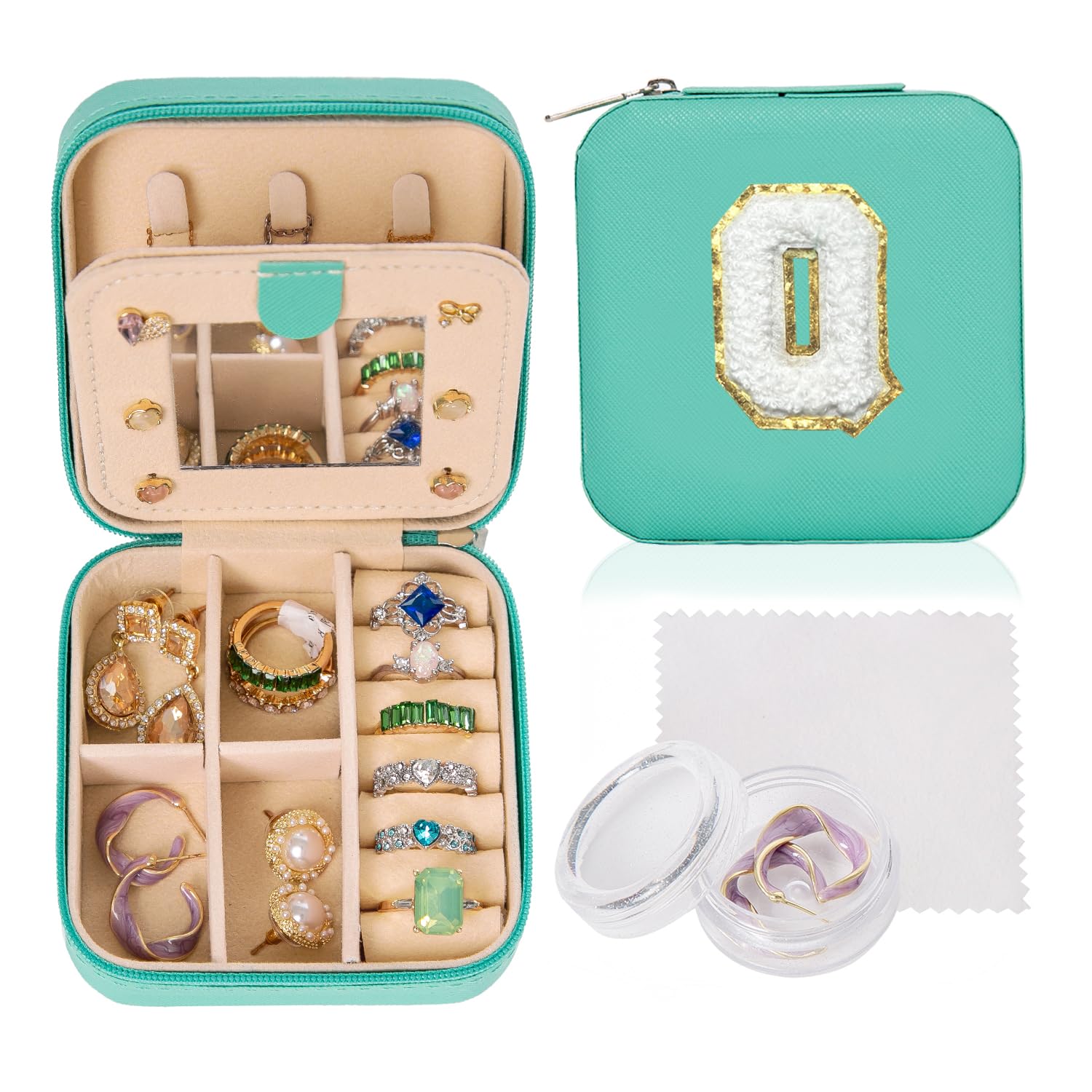 Ulico Travel Jewelry Case - Small Organizer Box With Mirror Holder for Women Girls Friends Sister Birthday Gift