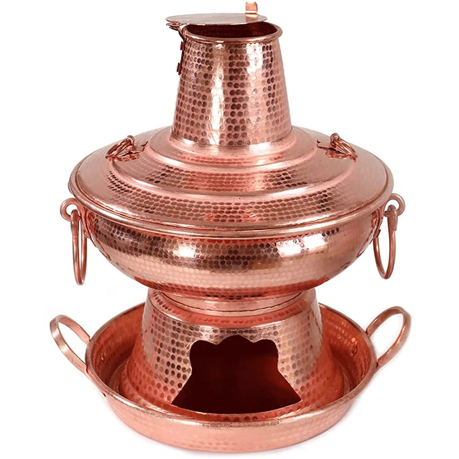 Edelstahl-Hotpot mit Kupferkohleboden und Feuerabdeckung, für mehrere Personen, Outdoor-Abendessen, Kochgeschirr