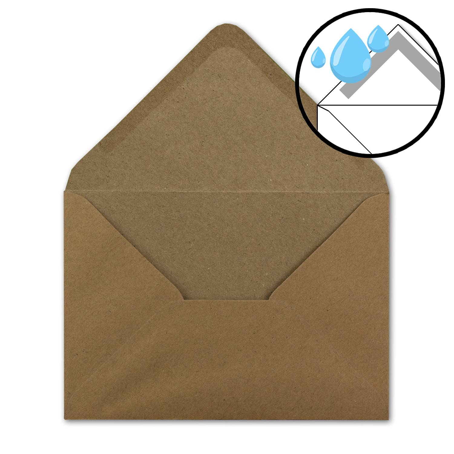 Set di 400 biglietti di carta kraft vintage con buste, carta riciclata marrone naturale – DIN A6/C6 – 10,5 x 14,8 cm – Set di biglietti per bricolage