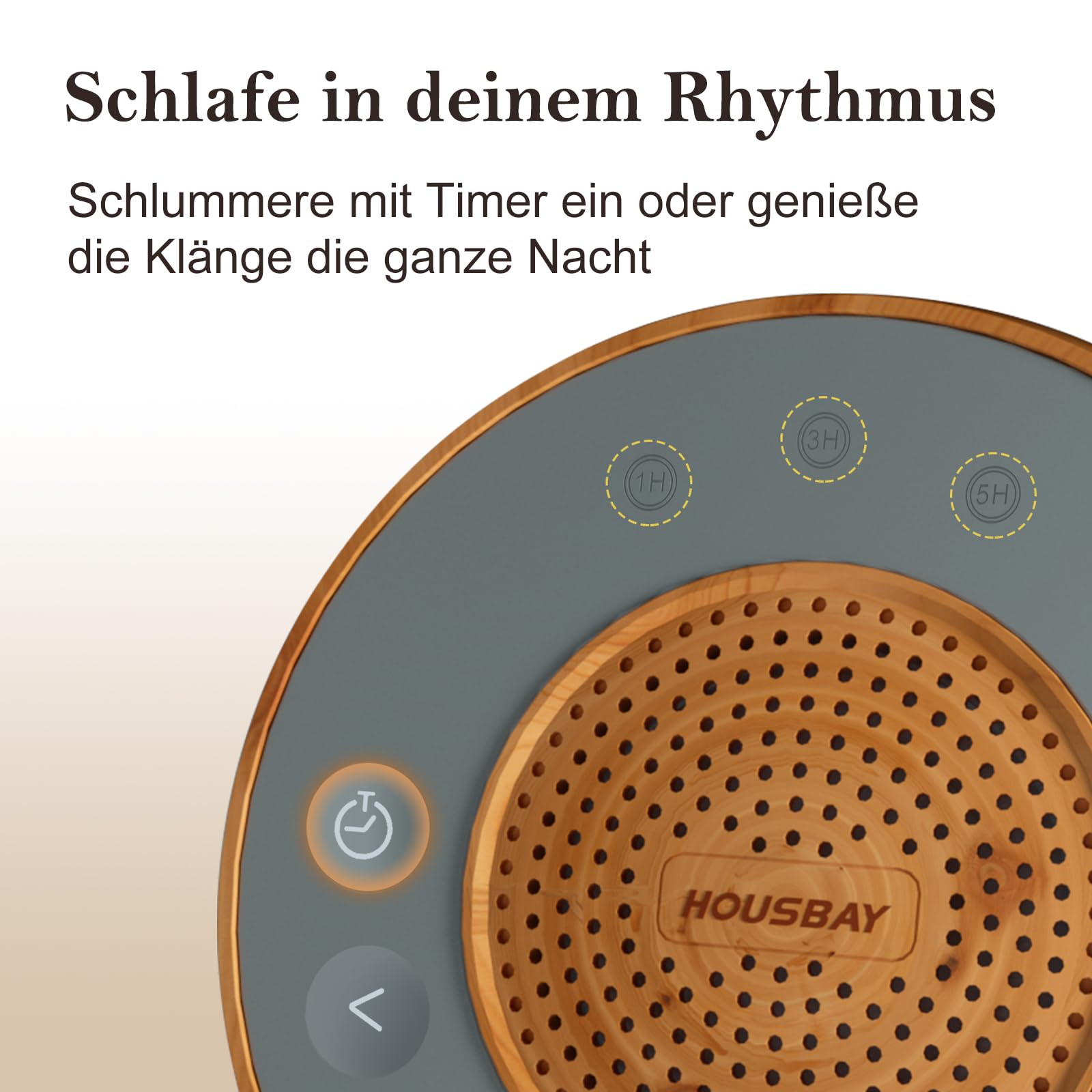 Housbay White Noise Machine, 35 suoni calmanti, suoni naturali per addormentarsi, con timer Sleep e design effetto legno, per neonati e adulti