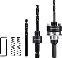 Vista 10 de SDS-Plus - Mandril de sierra de agujero, incluye 2 ejes de sierra de agujero con 3 taladros centrales HSS (M2) de 1/4 de pulgada, 2 llaves