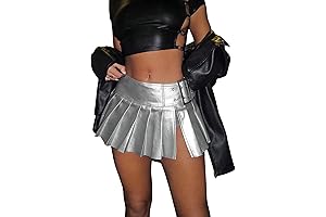 Women's Chic Metallic Pleated Split Side Skirt