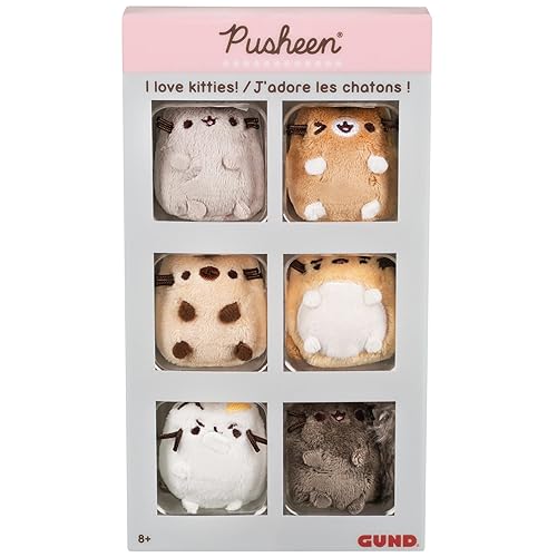 GUND Pusheen Comic Collector I Love Kitties Set of 6 Plush Stuffed Animal Cats, 2" - GUND