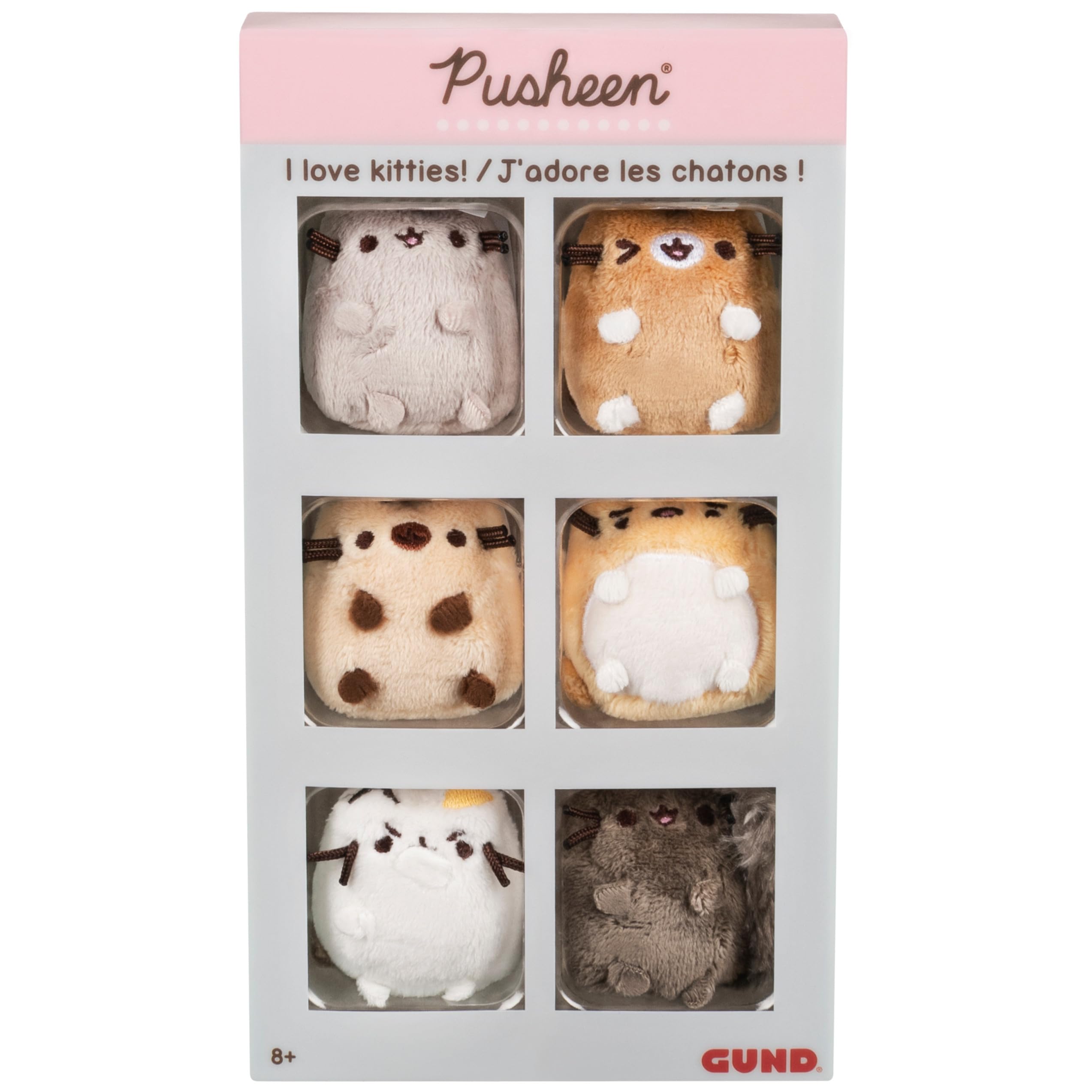 GUNDPusheen Comic Collector I Love Kitties Set of 6 Plush Stuffed Animal Cats, 2"