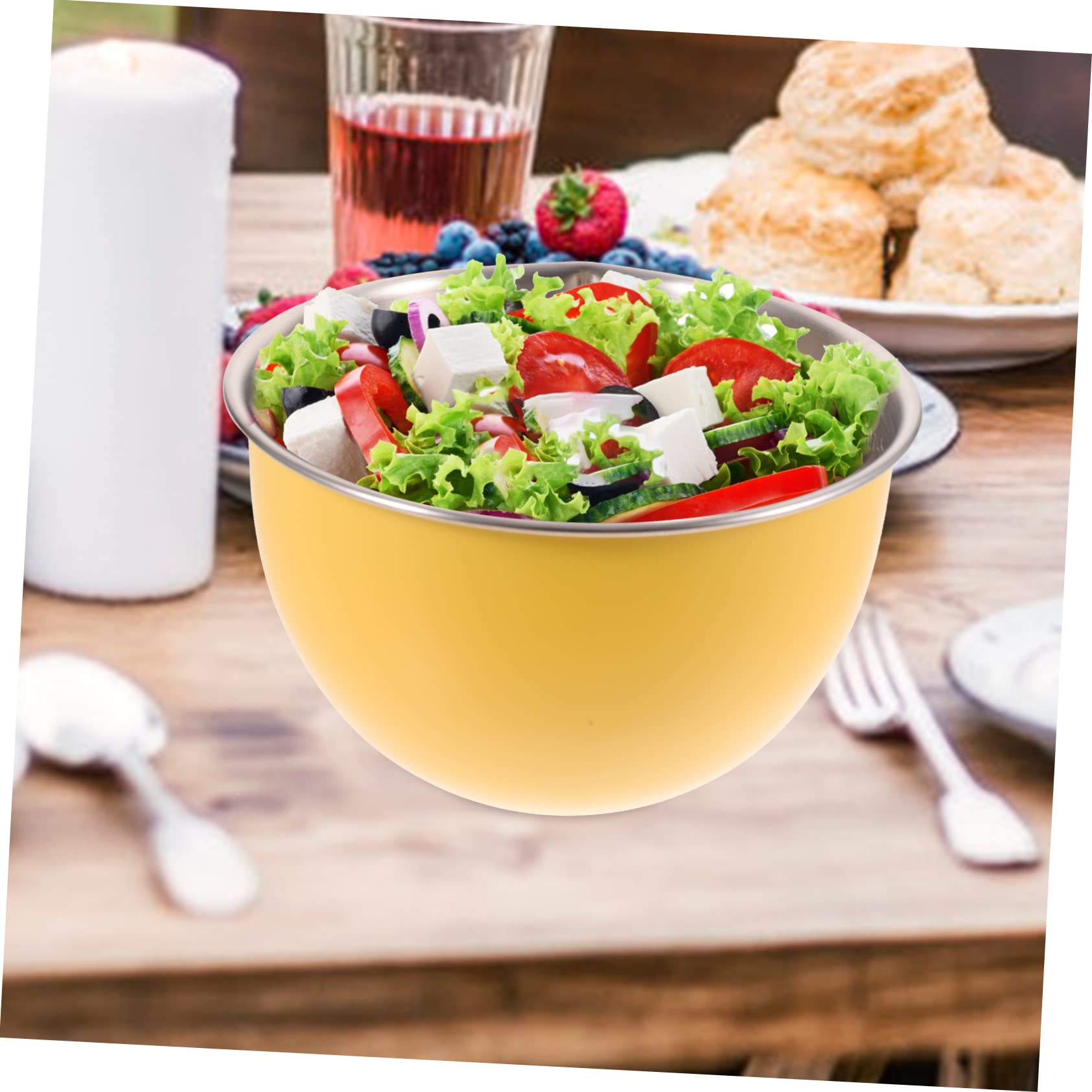 Batteur à œufs - Bol à farine avec couvercle - Bol à salade avec couvercle - Bol en acier inoxydable - Bol à apéritif en acier inoxydable - Bol à mélanger les