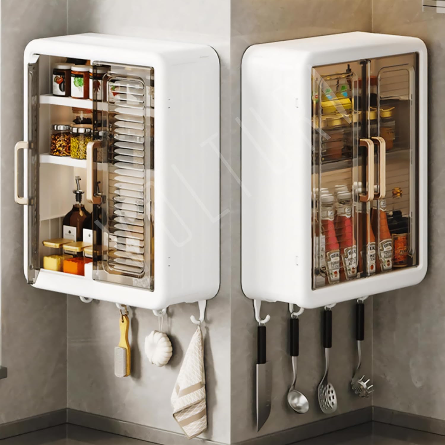 ORBICA Wall Mounted Storage Cabinet for Kitchen & Bathroom/Multipurpose Kitchen Cabinets Storage Racks/Space Saving Storage Cabinet/Cabinet Organizer (Plastic-Pack of 1)
