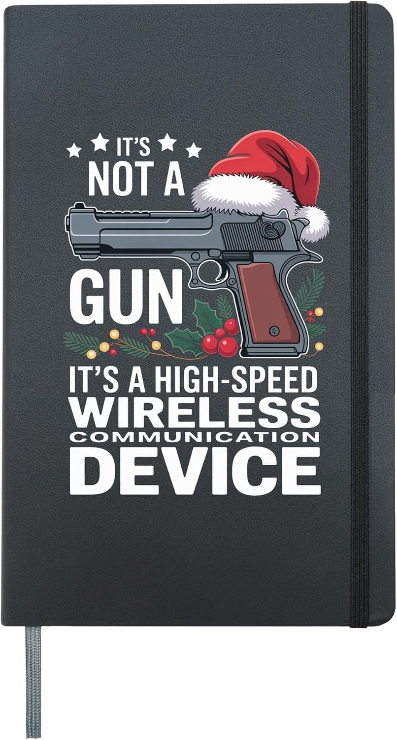 Retro Its Not A Gun Meme XMas - Funny Christmas Guns Hardcover Journal, Black