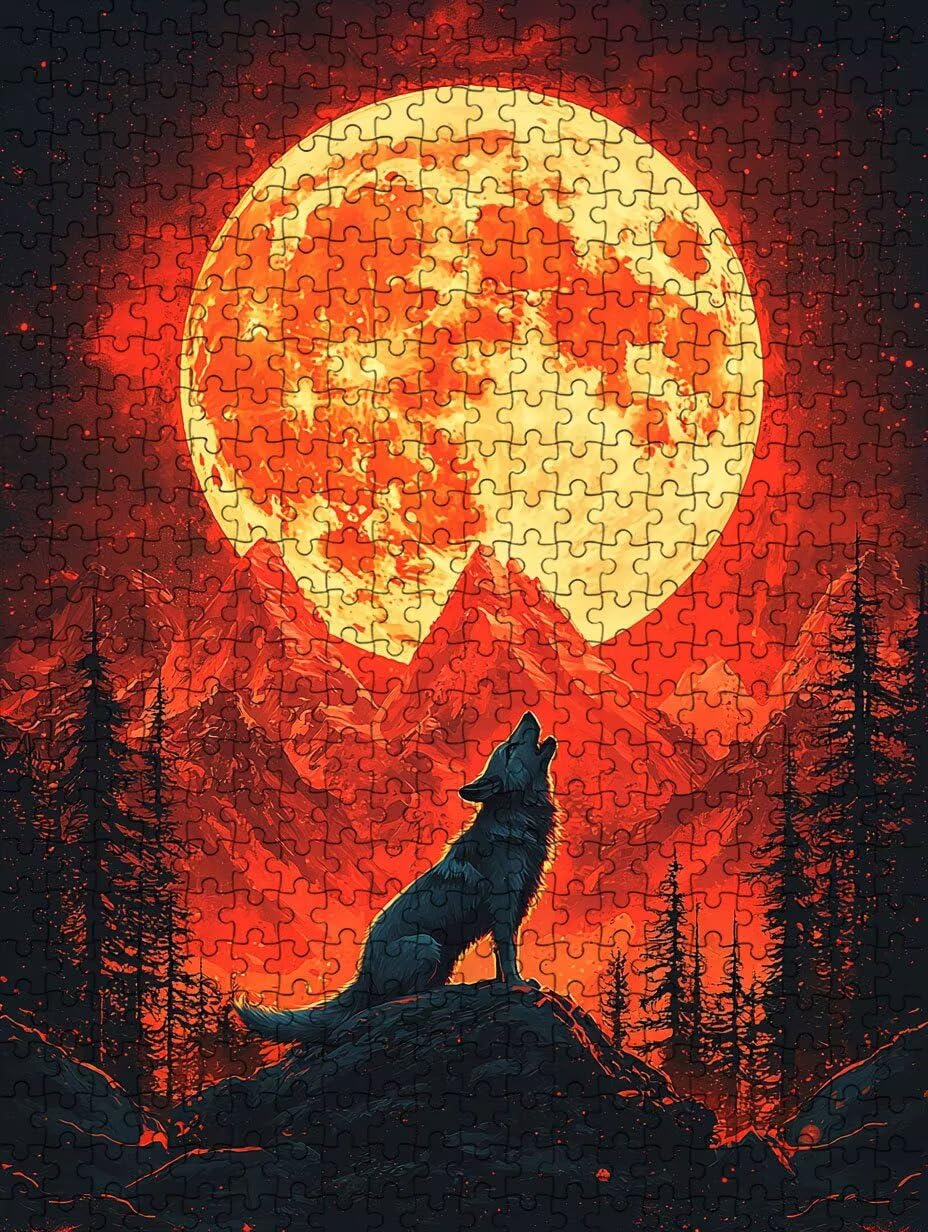 Puzzle 3000 Teile, Roten Mond Puzzle Erwachsene 3000, Klassische Puzzles, Geschicklichkeitsspiel, Puzzlespiele für Die Ganze Familie, Mit Schöner Verpackung, Dekoration Puzzles und Geschenke BXHZW3361