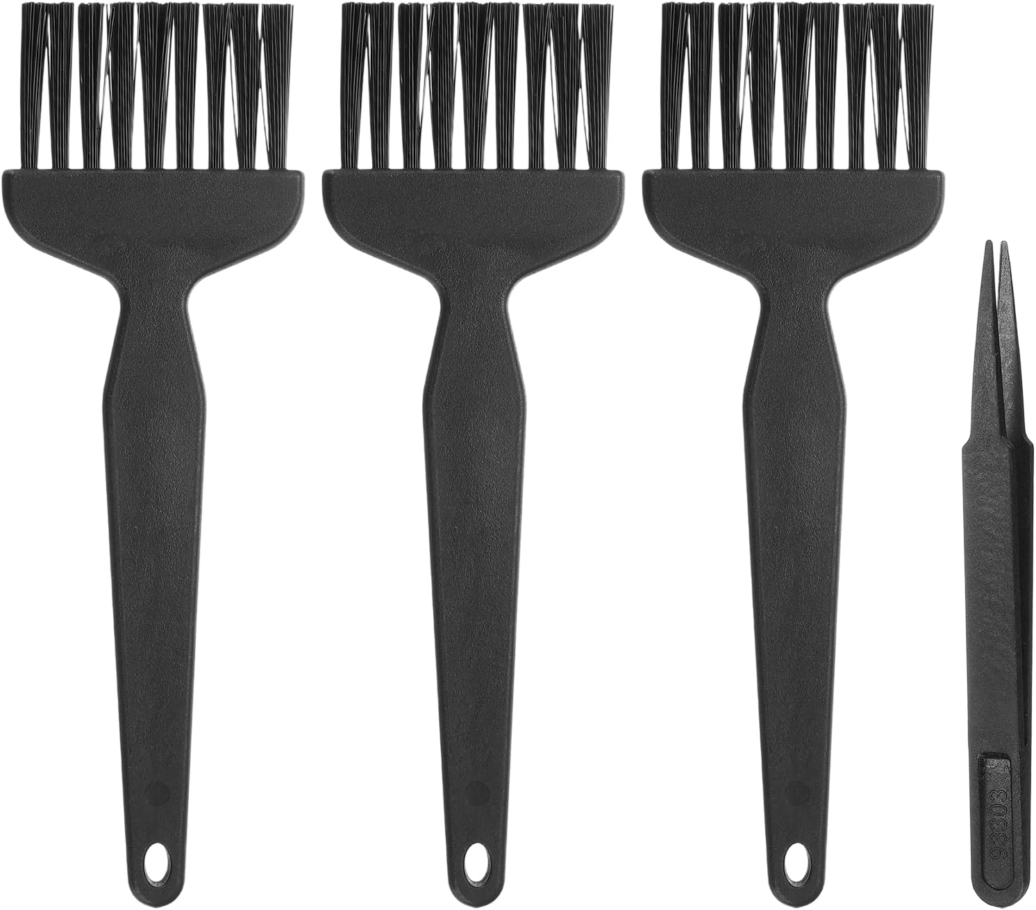 PATIKIL ESD Brush, 3Pcs Electronic Cleaning Brush Set with Tweezers Anti Static Cleaning Tools Plastic Flat Nylon for PCB Computer Keyboard Camera 3D Printers, 25x47mm Bristles