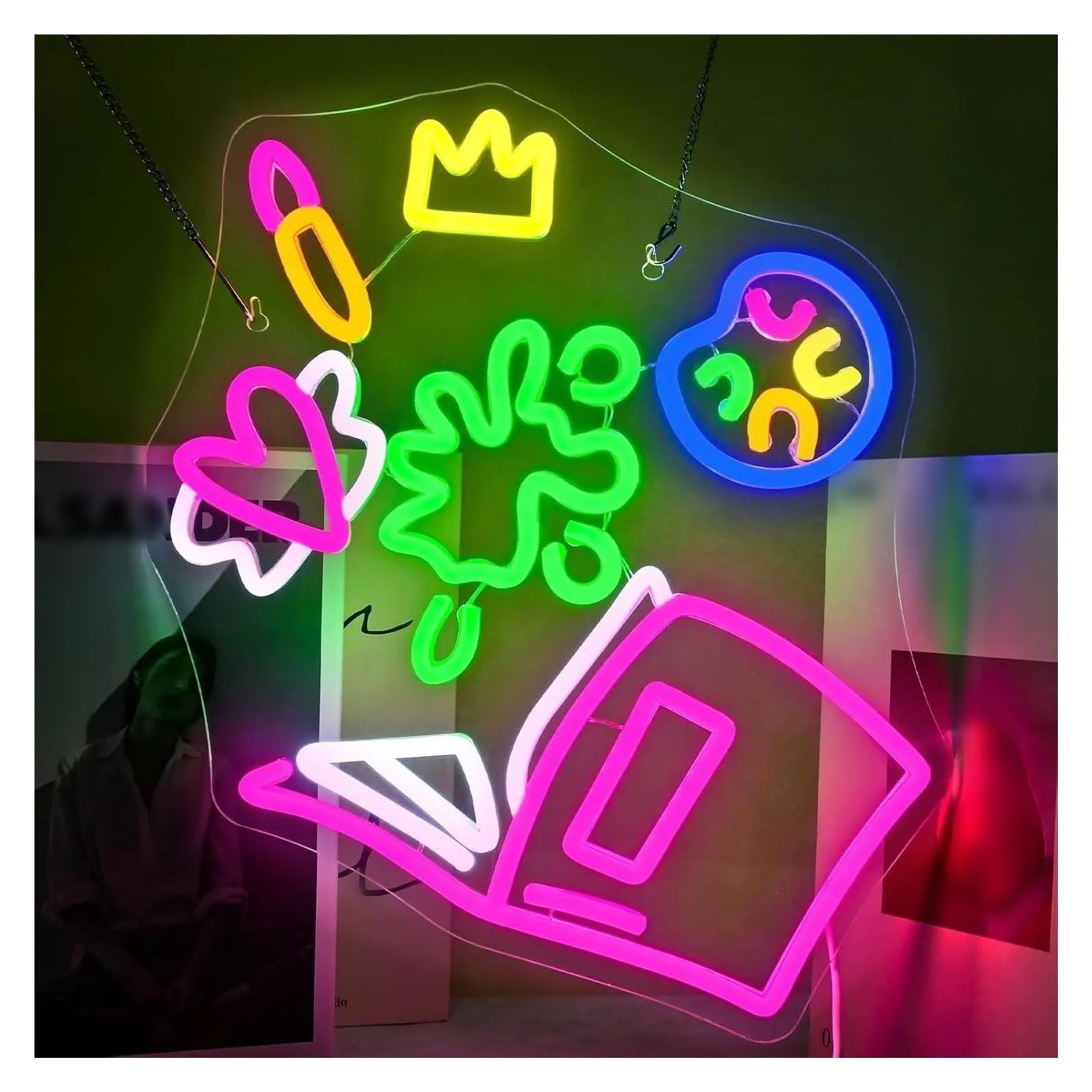 LEMST Signs Lamp Neon Sign for Wall Decor Magical Book Neon Light USB Dimmable for Home Party Office Bedroom Reading Room Classroom 38x30.5cm