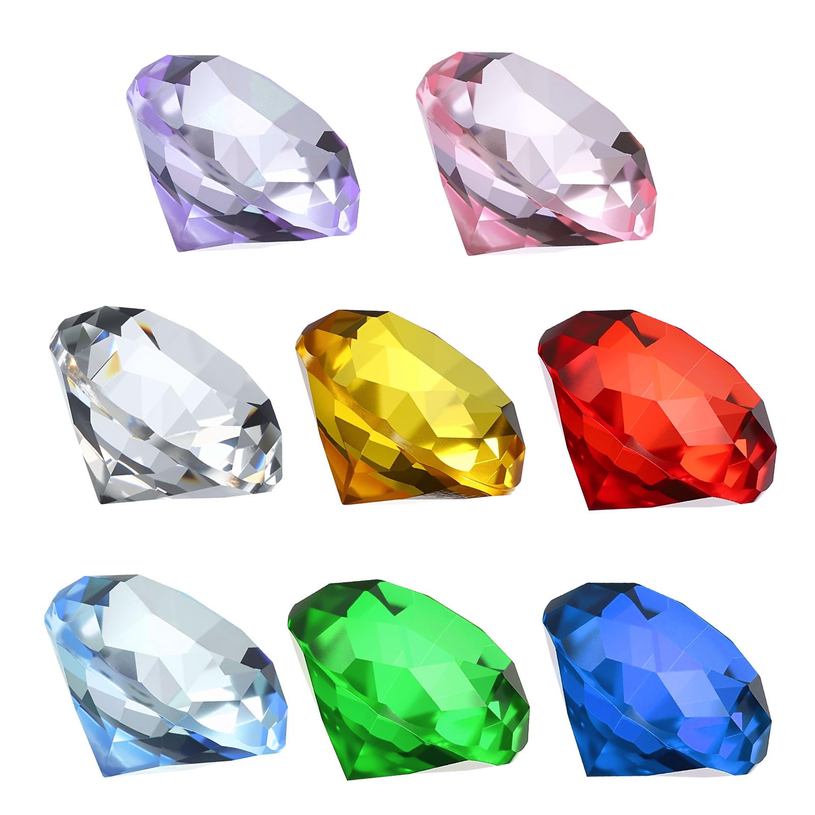 PATIKIL 8 Pcs Diamond Crystal Paperweight, 40mm / 1.57 Inch Crystal Paperweight Paper Weight for Home Office Desktop Table Decor Wedding Party Jewelry Ornaments, Multicolor โ image 1