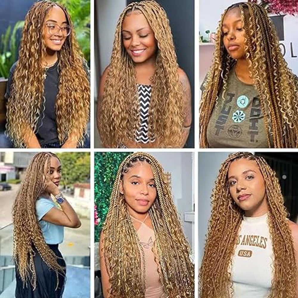 Deep Wave Bulk Braiding capelli umani Bundles Unprocessed #27 Honey Blonde Human Hair Extensions For Boho Braids No Weft Curly Braiding Hair 50g/bundle Total 150g 14 14 14 Zoll