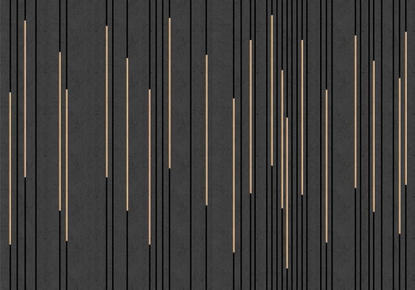 Papier peint géométrique 3D intissé noir et doré 300x256 cm pour habiller le mur du salon