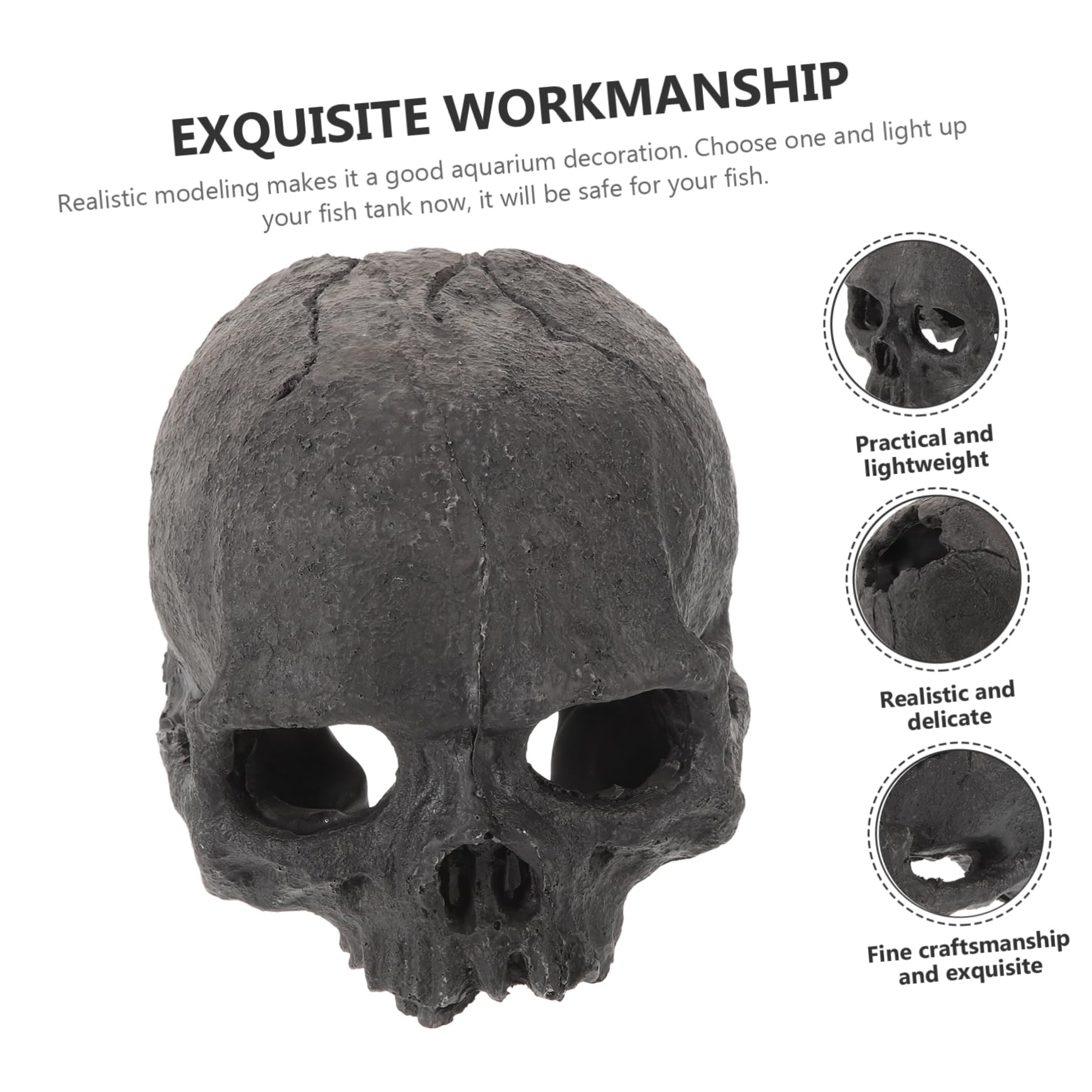 Toddmomy 5pezzi Decorazione Acquario Resina Forma di Teschio Ornamento per Pesci Rifugio per Rettili Design Realistico per Terrari e Acquari per Halloween