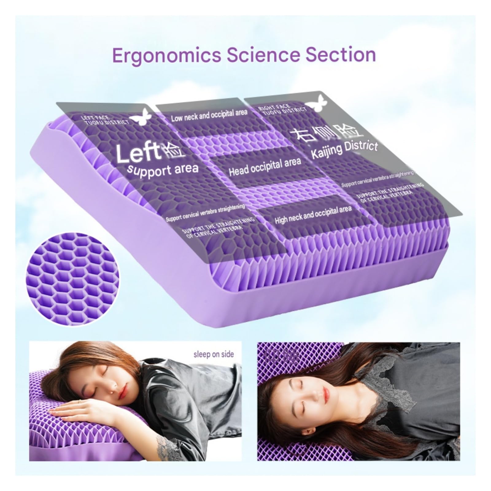Kissen, Pektin-Kissen Memory TPE Cervical Almohadas Para Dormir ,Gelkissen
